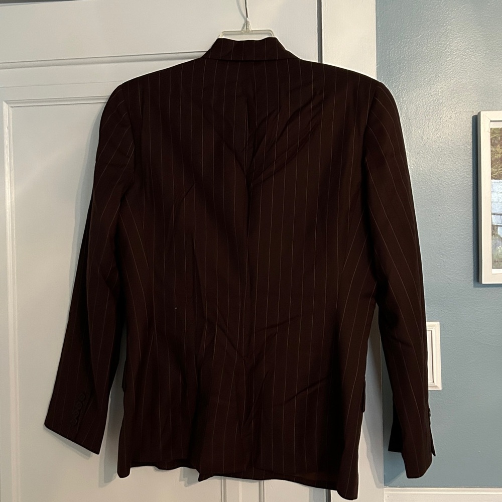 RALPH Ralph Lauren chocolate brown pinstripe double breasted blazer - Picture 3 of 5